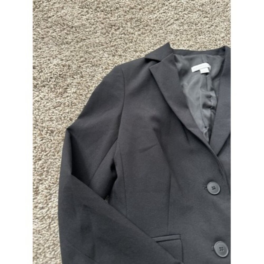 New York & Company Women Black Blazer Two Button Size 0 Jacket Career Wear - Picture 3 of 11